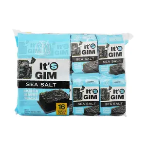SUNG GYUNG Korean Gim Seaweed Snack - Roasted Sea Salt Flavor, 4g x 16 Packs, Ready-to-Eat Rice Wraps, Savory Snack for Kimbap & Onigiri