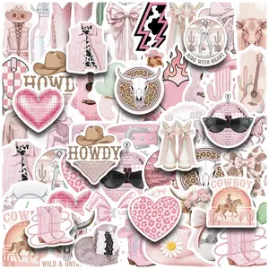 50 Pink Disco Cowgirl Graffiti Stickers, Suitable for Scrapbooks, Diaries, Laptops, Water Bottles, Cars, and Other Faith-based Designs—gifts with Positive Messages.