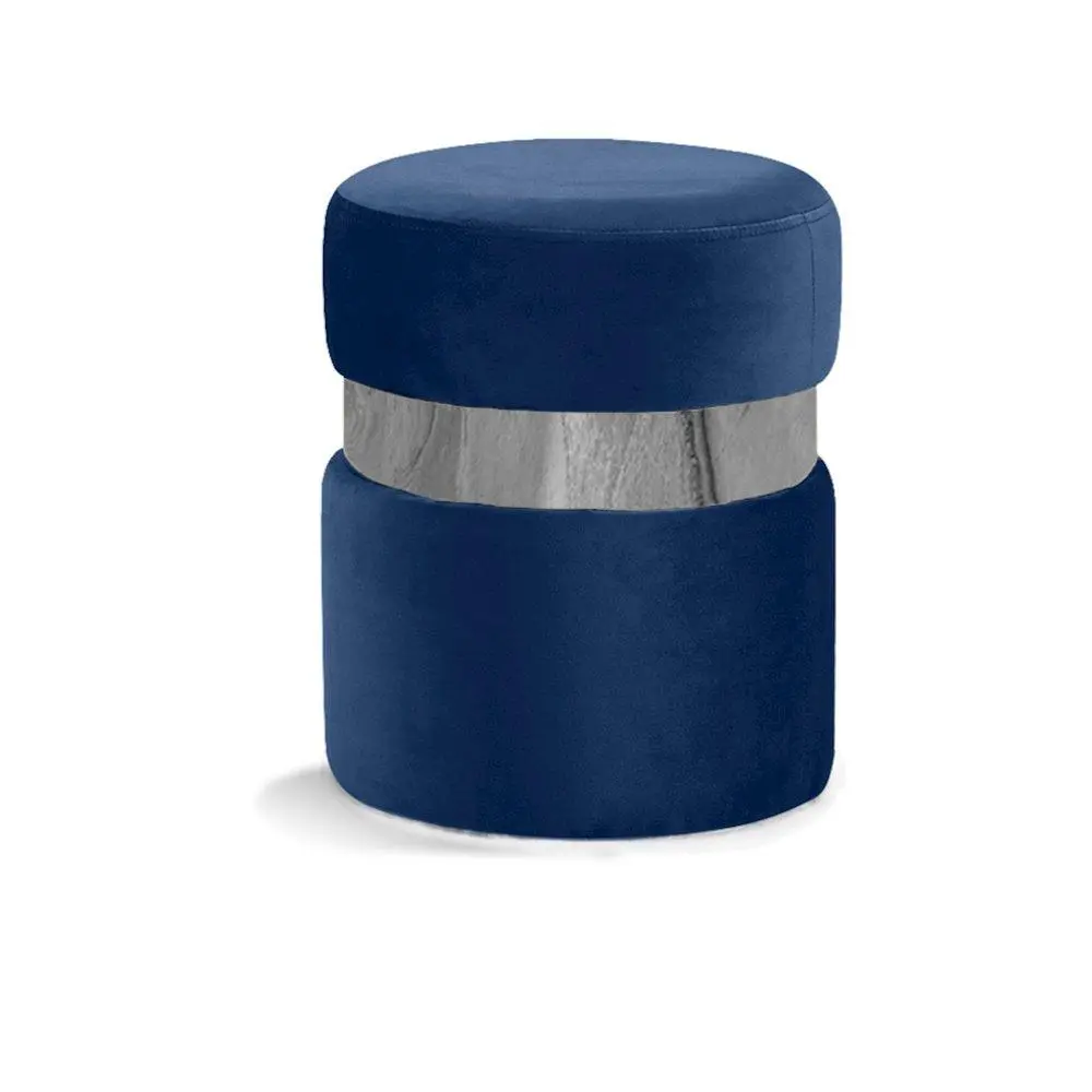 Hailey Navy Velvet Ottoman/Stool