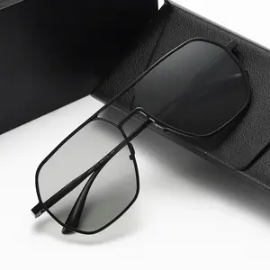 Men's Polarized Photochromic Sunglasses Day Night Vision Aviator UV Protection Driving Cycling Shades
