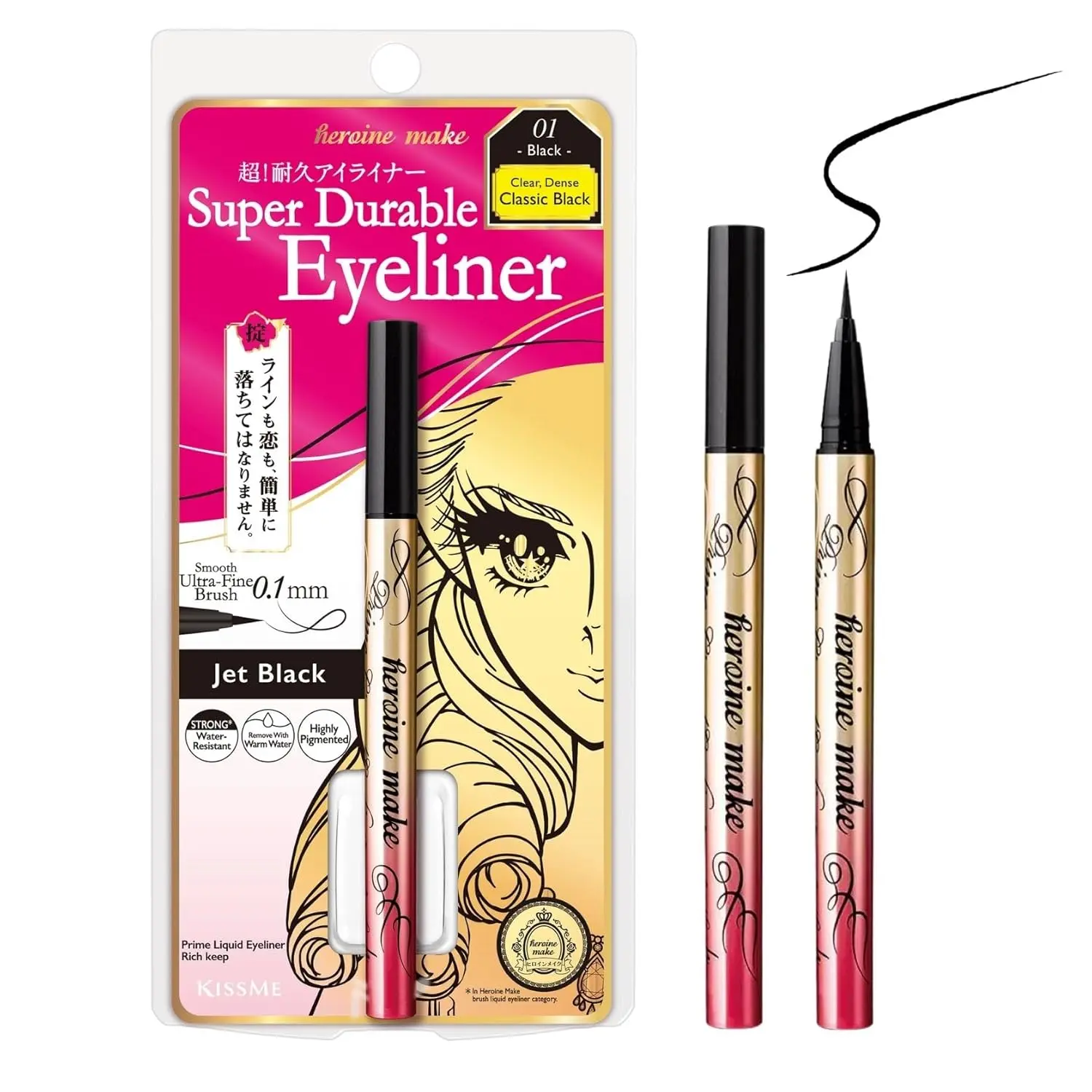 Heroine Make by KissMePrime Liquid Eyeliner Rich Keep, Stays on Until Night Super Keep Liquid Eyeliner, Made in Japan