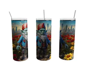 Scary Garden Zombie Gnome 20 oz Tumbler Gnomster Collection Vacuum Insulated Double Stainless-steel Wall Tumblers Hot Cold Drink Washable Re-Usable Portable Coffee Go-Cup Flask Lid Straw Stylish Bottled Water Bottles Drinkware Bottles Reusable Mug