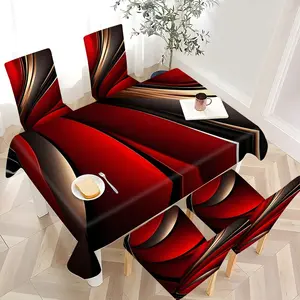 2/4/6/5/7 pieces of fashionable and high-end dining chair slipcover and tablecloth sets, thickened universal chair cover and tablecloth sets (1 tablecloth + 4 chair covers or 1 tablecloth + 6 chair covers), easy to care for, reusable, for home decoration