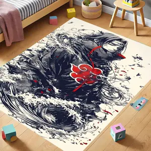 Itachi Anime Rug, Akatsuki Design Rug, Washable Non-Slip Mat, Soft Cozy Rug, Cool Room Decor