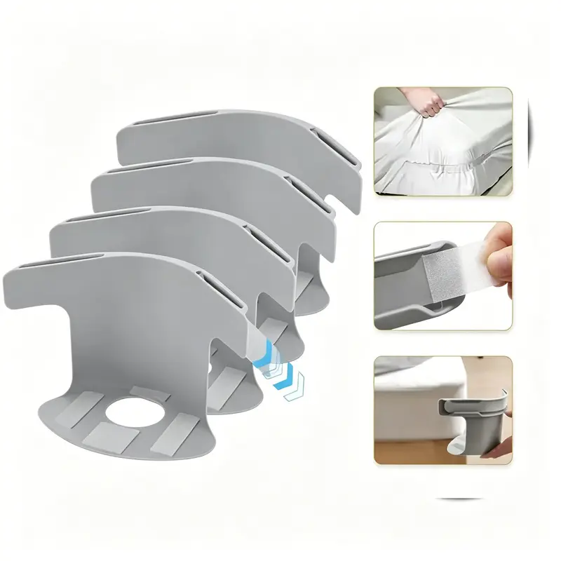 Lock Sheet Holders Set of 4, Heavy Duty Bed Sheet Holders with Fitted Sheet Straps, Keep Sheets Firm & Tight, Corner Fitted for All Mattress Sizes Bedsheet Clip Durable Bedding Accessories
