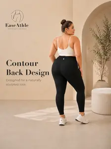 EaseAthle women’s high-waisted sculpting leggings with side pockets, tummy control contour-lift yoga pants, soft stretch ankle-length workout and casual pants