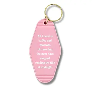 Get Bullish All I Need Is Coffee And Mascara We Ride at Midnight Motel Keychain 3.75"x1.75" Plastic Metal Split Ring Key Tag