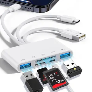 5-in-1 Memory Card Reader,USB OTG Adapter & SD Card Reader for iPhone/iPad/Android,USB-C and USB-A Devices with Micro SD & SD Card Slots,Supports SD/Micro SD/SDHC/SDXC/MMC