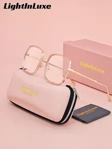 LightInLuex Unisex Trendy Casual Full Frame Plano Glasses Walking Square Frame Plano Glasses