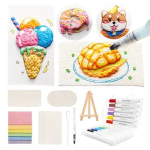 36 Piece Magic Compression Foam Texture Painting Kit, Includes 21 Foam Paper Sheets, 12 Color Acrylic Paint Pens Markers, Fun Gift Idea