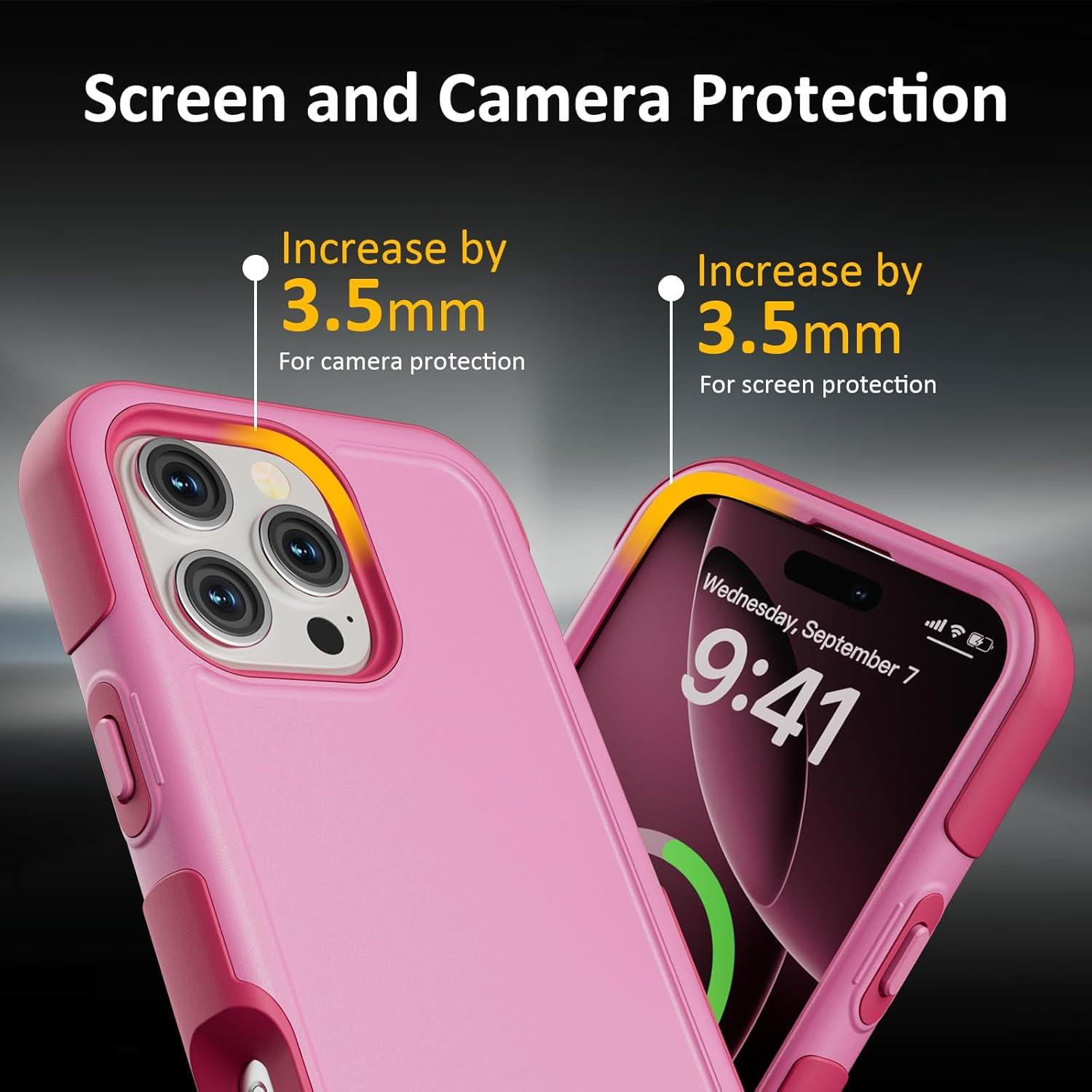 Dual-Layer Durable Phone Case for iPhone 16 Pro Max, 15, 14, 13 - Magnetic Wireless Charging Compatible, Heavy-Duty Shockproof Anti-Drop Automatic Phone Accessories