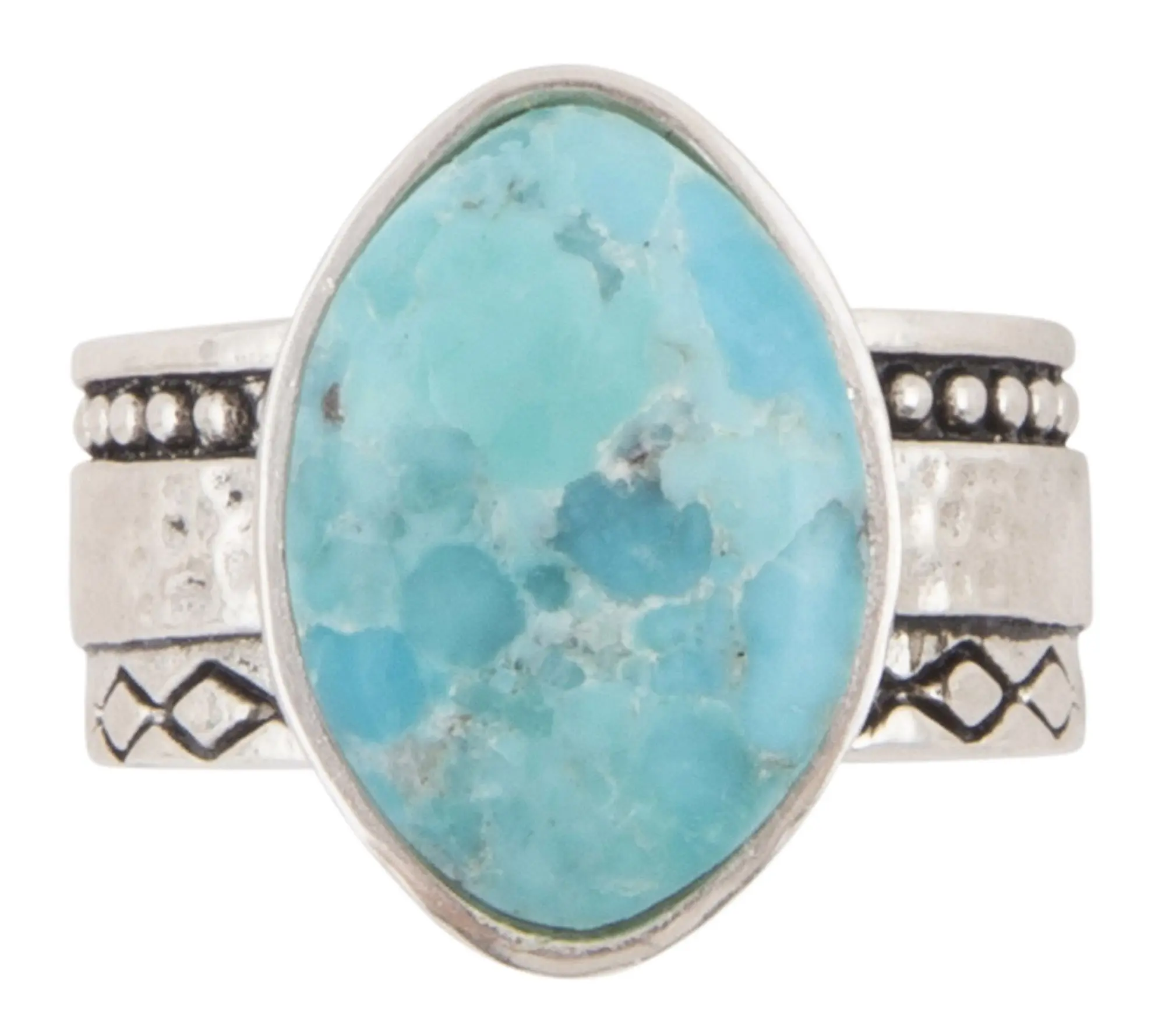 Barse Artisan Crafted Hammered Blue Turquoise Ring