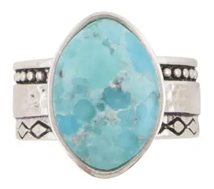 Barse Artisan Crafted Hammered Blue Turquoise Ring