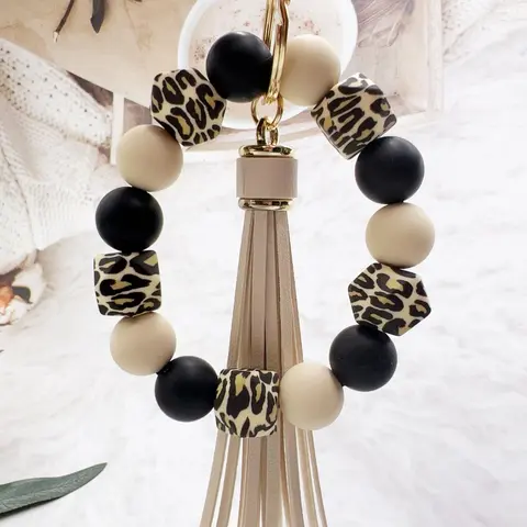Western Style Pattern Beaded Tassel Decorated Keychain, Boho Style Keychain for Women & Men Bags, Keys Pendants, Aesthetic Keychain, Trendy Keychain for Birthday Gift