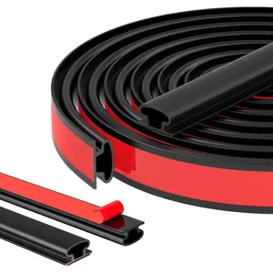 Weather Stripping Door Seal Strip, D Shape Rubber Door Weather Stripping,Self Adhesive Doors Seal Strip for Window Frame Weatherstripping Soundproofing Insulation (Black, 33FT)