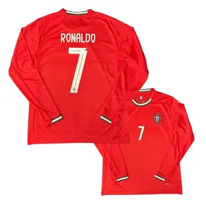 2526 Portugal CR.7 Red Home Long Soccer Short Sleeve Jersey