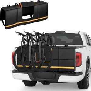 Thick Tailgate Bike Pad for Mid-Size Pickup Trucks, 51" Wide Pad Fits 51"- 55" Tailgate Width, Holds Up to 5 Bikes, Tailgate Protector Cover with Storage Pocket - Black