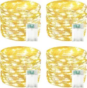 4 Pack 60 LED Fairy Lights Battery Operated with Timer, 20FT Waterproof String Lights Indoor Outdoor, Cuttable Battery Light for Home Bedroom Wedding DIY Centerpiece Christmas Decorations (Warm White)