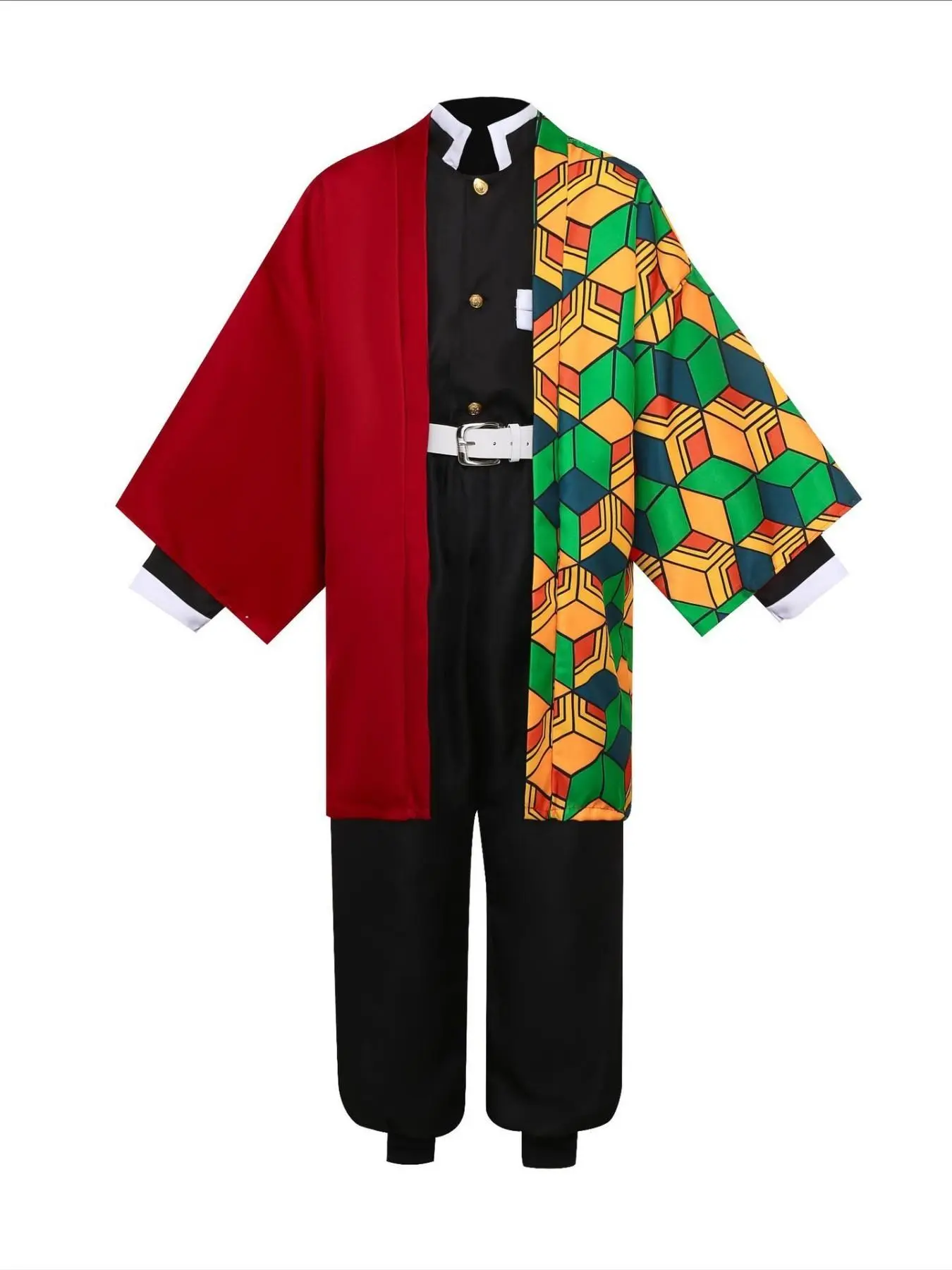 Anime Tomioka Giyuu Party Cosplay Costume, Demon Slayer Kimetsu No Yaiba Role Play for Adults, Halloween Carnival Clothing, Slim-Fitting Geometric Pattern, Costume Outfit