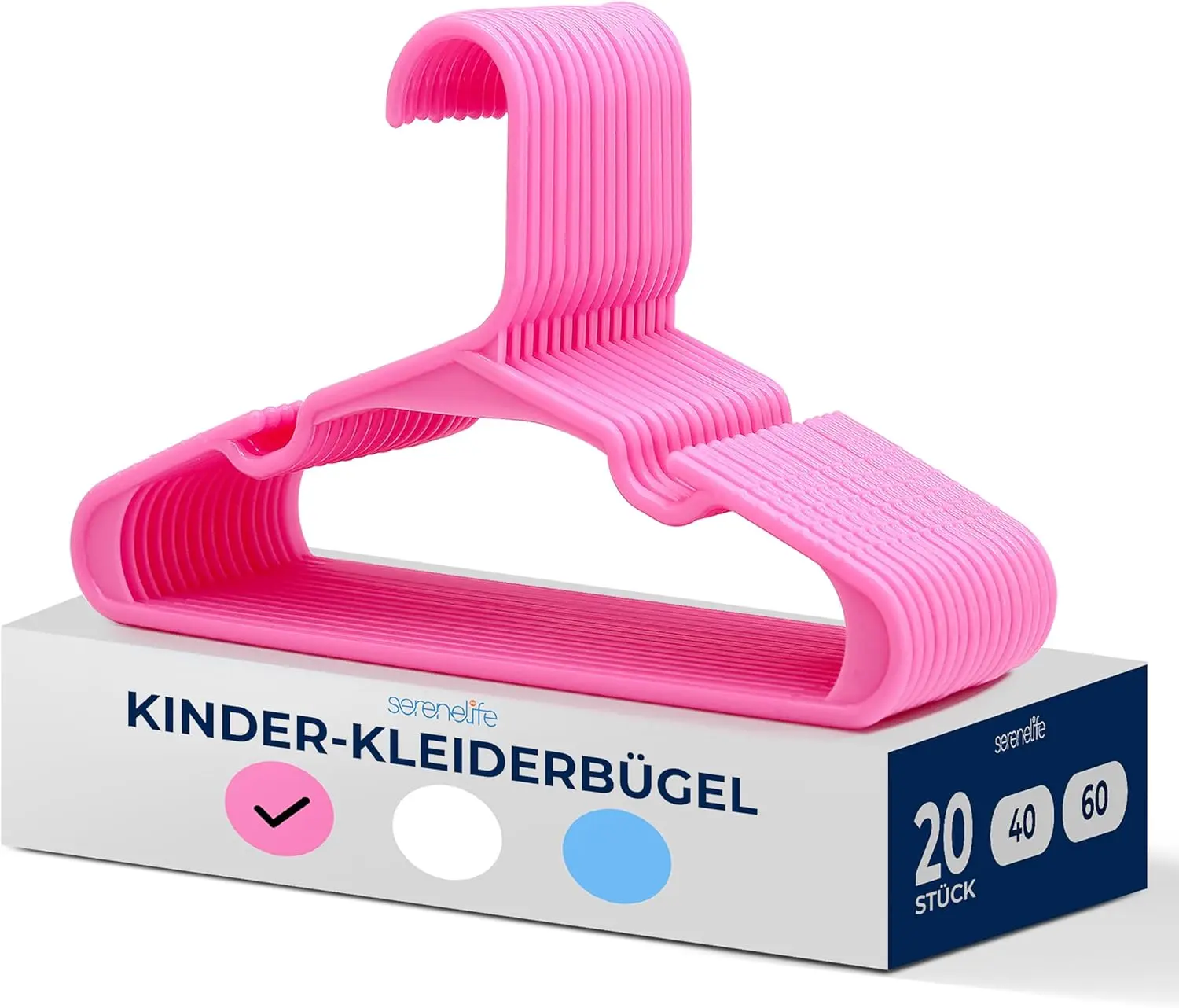 20 Pcs Kids Plastic Hangers - Pink Polypropylene Hangers with Smooth Surface, Non-Slip Hooks, Shoulder Grooves, 6 lbs Capacity, 11.4" x 6.49" x 0.19" Ultra-Thin Space-Saving Closet Organiser for Toddlers' Clothes - Home Essentials, Closet Organizer
