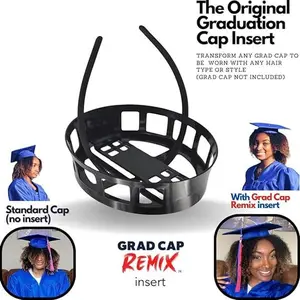 Grad Cap Remix - Clear and Black Headband Included