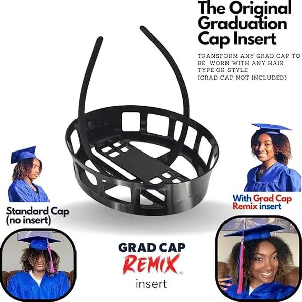 Grad Cap Remix - Clear and Black Headband Included