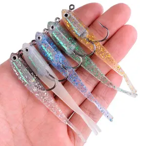 Silicone Fishing Lure Set, 5 Counts Soft Artificial Bait With Hooks, Fishing Accessories For Saltwater And Freshwater, Saltwater Lures