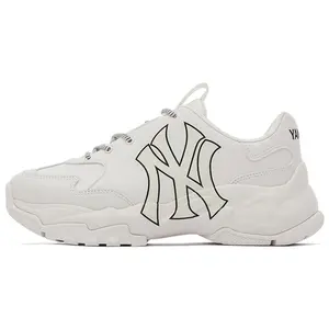 MLB Big Ball Chunky Classic Retro Low-Top Dad Trainers - 3D Print, Casual Walking Sports Footwear for Women & Men (Ivory White)