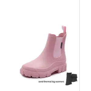 Fashion Women's Rain Boots, Short Chelsea Anti-Slip Boots, All-Pairing Style Waterproof Boots, Ideal for Rainy Days, Side Elastic Strap, Waterproof Wellington Boots, Waterproof Ankle Boots