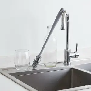 Flexible Long-Handle Bottle Brush for Deep Cleaning, High-Temperature Resistant Narrow Container Scrubber, Non-Residue Design for Wine Glasses & Hard-to-Reach Spaces.