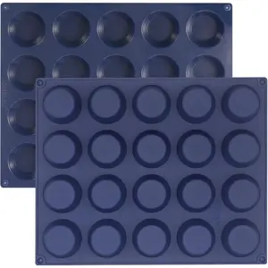 Silicone Tart Mold for Baking, 2 Inch Mini Tart & Pie Pans for Mince Pie Fruit Pie, Blue, Pack of 2