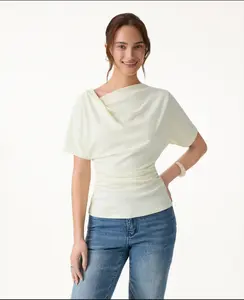 OGL Move Asymmetrical Cowl Neck Ruched Top