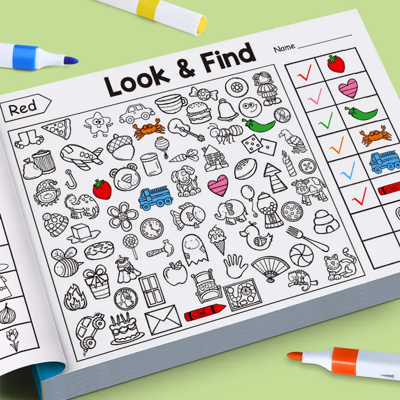 A suitable gift for children, 1 set, children's find-the-object activity, fun coloring book, helps develop concentration and attention, penmanship practice book, educational early learning.