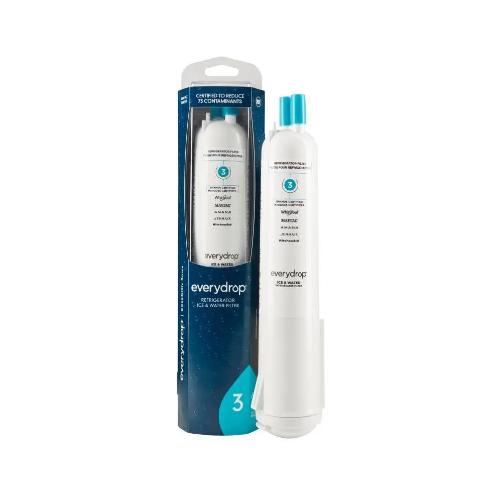 everydrop by Whirlpool Ice and Water Refrigerator Filter 3 - EDR3RXD1, Contaminant Reduction Plastic Filter for EDR3RXD1-Compatible Fridges, Aqua Green