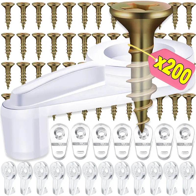 Aluminium Glass Clamps with Clips + Screws, Plastic Mirror Retainer Holders Kit (1 Set, 10pcs, 1.4-2.5cm Clip Size) with Fixed Function for Frameless Cabinet Doors, Bathroom Closets