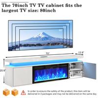 70" TV Stand + 36" Fireplace (White)