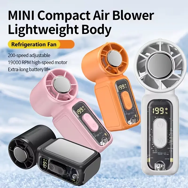 New Ice Fan Portable Handheld High Speed Fan 199 Adjustable Levels Foldable for Summer Travel Vacation Essentials& Outdoor Activities, Small Personal Fan for Women's Makeup, Cool fan