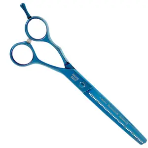212 MAIN Blue Titanium Thinning Shear - 5200 Model, 42-T, 6.5 In, Stainless Steel, Removable, Adjust Tension, for Dog & Cat Natural Coat Grooming