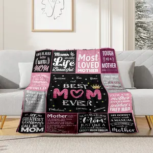 Mom Blanket Gifts for Mothers Day, Best Mother Blanket 50 X 60, Floral Throw Blankets, Gifts for Mom Mothers Day, Present for Mother from Daughter Son, Birthday Gift Soft Flannel Blankets