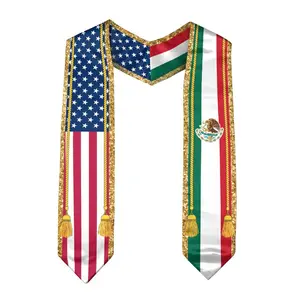 Mexico Graduation Sash 2026-Mexican Flag Stole | Class of 2026 V Shape National Country Graduation Sash
