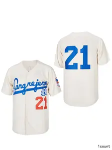 Men's #21 Roberto Clemente Puerto Rico Santurce Crabbers Baseball Jersey Embroidery Sportswear