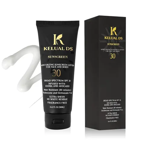 KELUAL DS Sensitive Facial Approved Sunscreen for Women of Color - SPF 30, 3.01 fl oz/90mL, Natural Ingredients, No Synthetic Fragrance, Cruelty-Free, Moisturizing, Broad Spectrum, Daily UV Defense