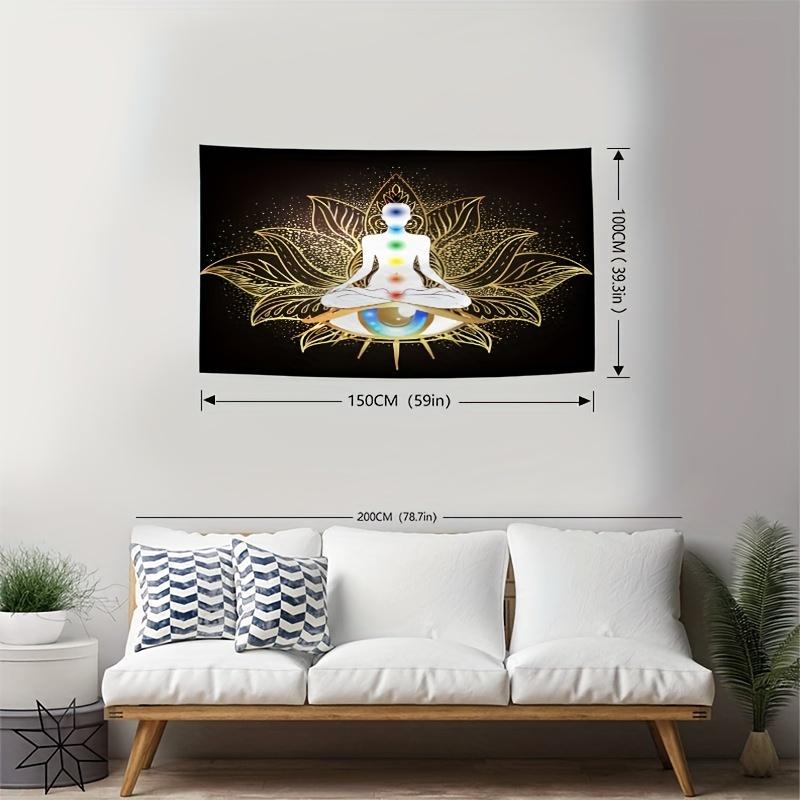 for Lotus & Meditation Portrait Tapestry - Soft Brushed Fabric Wall Hanging for Living Room, Bedroom, Dorm Decor, Zen Home Decor
