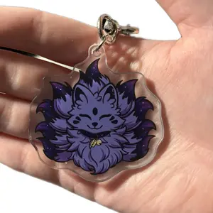 Starry Kitsune Keychains - Original Art Witch Core Epoxy Keychain 2” - Based on Japanese Folklore Cute Keychain Animal Kawaii Perfect Gift Acrylic Material