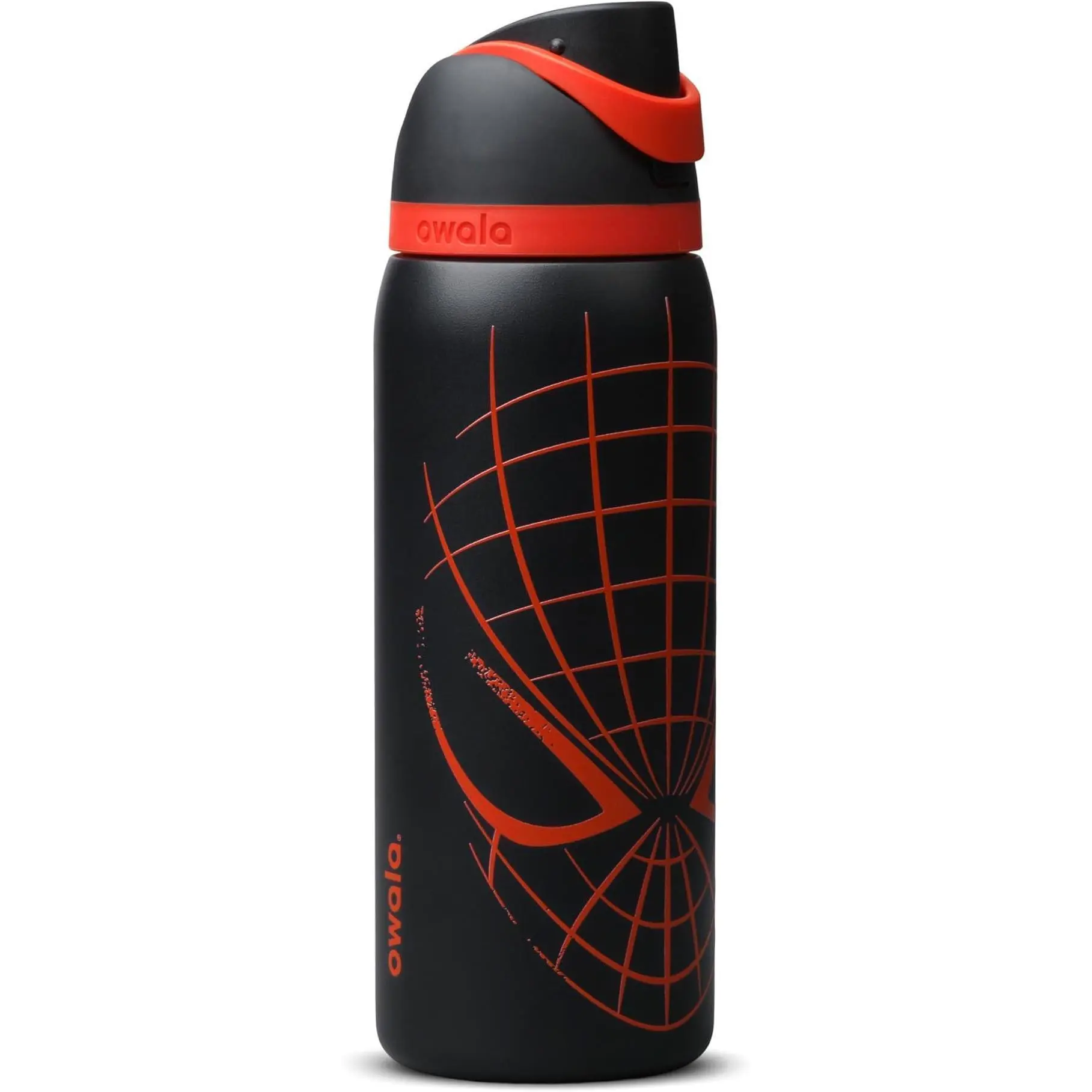 Owala Insulated Stainless Steel Water Bottle - Matte Black, Red Web Pattern