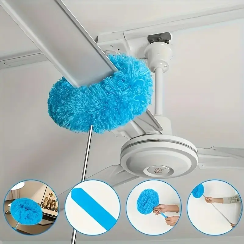Christmas Gift for Mom: Telescopic Microfiber Duster, 80cm Extendable & Foldable Handle, Reusable Home Cleaning Tool for Ceilings, Ceiling Fans & Hard-to-Reach Areas