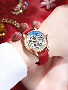 Women's Fashion Mechanical Watch, Hollow Out Design, Automatic Movement, Waterproof 3atm, Elegant Ladies' Timepiece