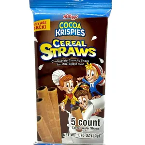 Cocoa Cereal Straws - Nostalgic Snack for Breakfast or Anytime Chocolate Milk Flavor Food Oatmeal