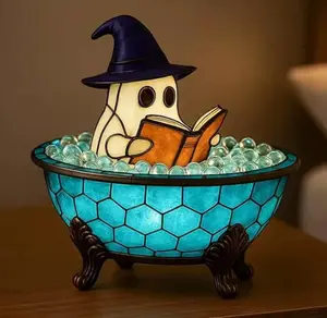 Halloween Ghost Bubble Bath Lamp, Cute Bathtub Ghost USB Night Lights for Bathroom Halloween Decor, Spooky Season Reading Books Nightlight (1 PC)