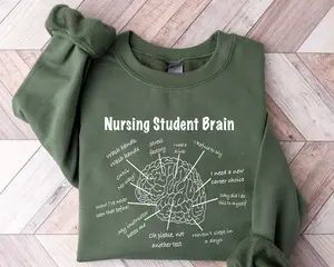 Nursing Student Brain Sweatshirt, Nursing School, Nurse Sweatshirt, For Work RN, Nurse Life Sweatshirt, Registered Nurse Hoodie